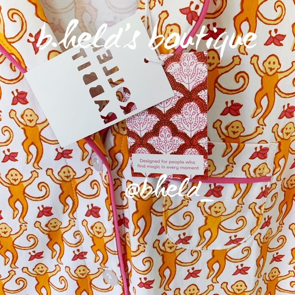 Roller Rabbit Monkey Polo Pajamas in Orange Monkey Size X-Small XS Brand New NWT - Picture 4 of 16